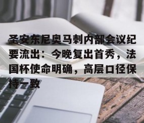 开云app下载-圣安东尼奥马刺内部会议纪要流出：今晚复出首秀，法国杯使命明确，高层口径保持一致的简单介绍